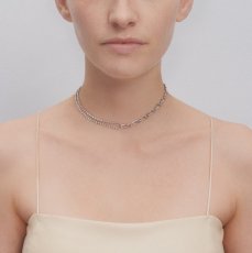画像2: 【JUSTINE CLENQUET】ROXY CHOKER スワロフスキーチェーンミックスチョーカー［SILVER］ (2)