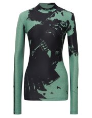 画像1: 50%OFF【RED SEPTEMBER】FORM-FITTING LONG SLEEVE TOP／ハイネックプリントロングスリーブトップ［GREEN x BLACK］ (1)