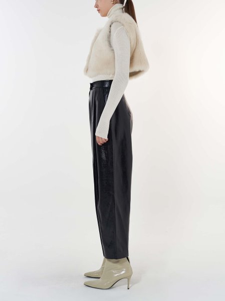 画像2: 【50%OFF】［BLOSSOM H COMPANY］FOIL PINTUCK PANTS／フォイルハイウェストタックパンツ [BLACK] (2)