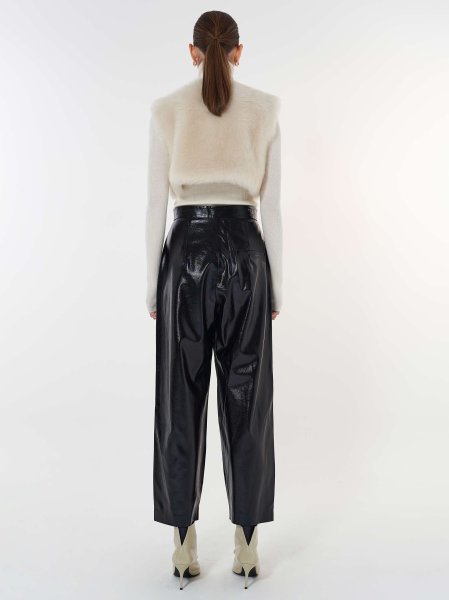 画像3: 【50%OFF】［BLOSSOM H COMPANY］FOIL PINTUCK PANTS／フォイルハイウェストタックパンツ [BLACK] (3)