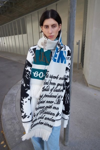 画像5: 50%OFF【RED SEPTEMBER】JACGUARD SCARF WITH FRINGED END／フリンジエンドニットスカーフ［MULTI］ (5)