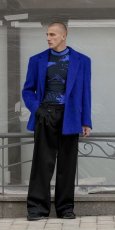 画像12: 【RED SEPTEMBER】FORM-FITTING LONG SLEEVE TOP／ハイネックプリントロングスリーブトップ［BLUE x BLACK］ (12)