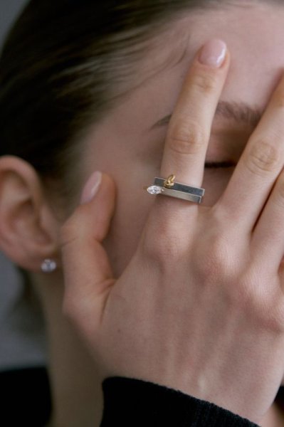 画像8: 【S_S.IL】Solid Marquise Bezel Ring キュービックマーキスチャーム付きベゼルリング - Silver (8)