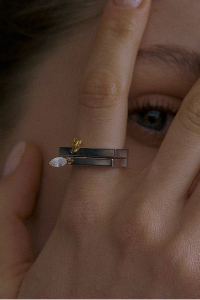 画像3: 【S_S.IL】Solid Marquise Bezel Ring キュービックマーキスチャーム付きベゼルリング - Silver (3)