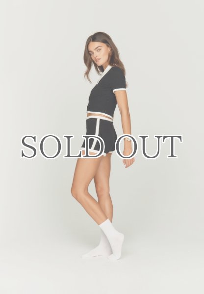 画像6: ［HOUSE OF SUNNY］Contrast Peggy Top ショートスリーブニットカーディガン - Black/White (6)