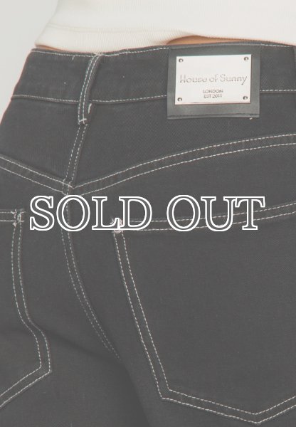 画像7: HOUSE OF SUNNY - 13OZ  Unisex Carpenter Straight Leg Denim ホワイトステッチ ストレートレッグデニム - Jet Black (7)