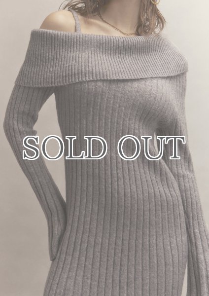 画像2: HOUSE OF SUNNY - Chunky Rib Dress オフショルダーリブニットドレス - Grey (2)