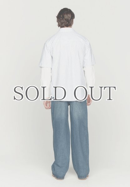 画像12: HOUSE OF SUNNY - Double Layered Button Down ダブルスリーブストライプシャツ - Off White (12)