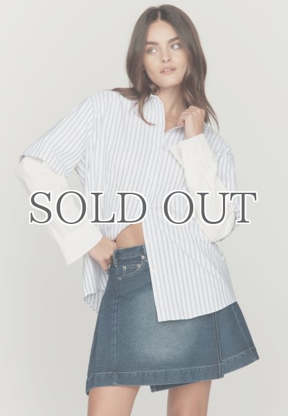 画像2: HOUSE OF SUNNY - Double Layered Button Down ダブルスリーブストライプシャツ - Off White (2)