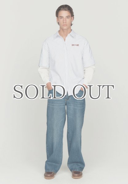 画像9: HOUSE OF SUNNY - Double Layered Button Down ダブルスリーブストライプシャツ - Off White (9)