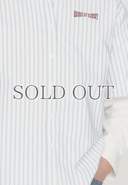 画像13: HOUSE OF SUNNY - Double Layered Button Down ダブルスリーブストライプシャツ - Off White (13)