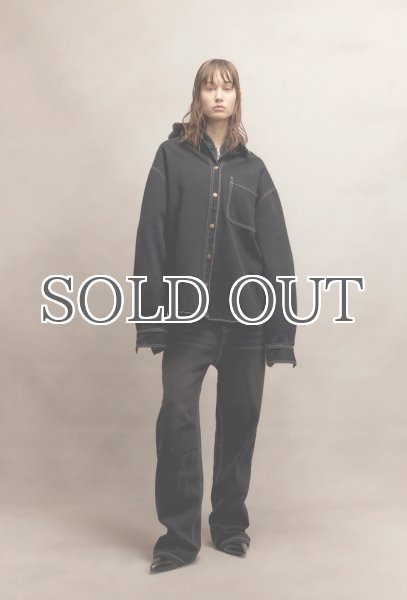 画像11: HOUSE OF SUNNY - 13OZ  Unisex Carpenter Straight Leg Denim ホワイトステッチ ストレートレッグデニム - Jet Black (11)