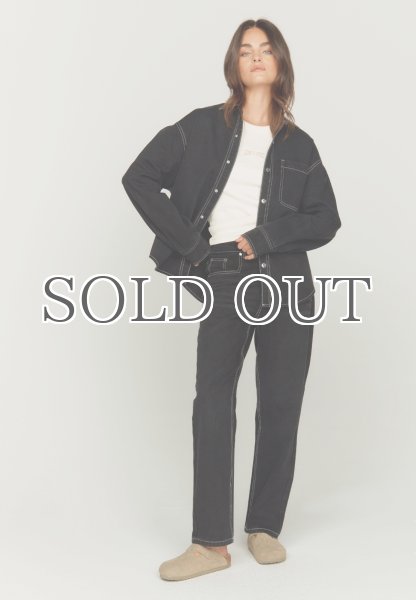 画像6: HOUSE OF SUNNY - 13OZ  Unisex Carpenter Straight Leg Denim ホワイトステッチ ストレートレッグデニム - Jet Black (6)