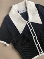 画像10: ［HOUSE OF SUNNY］Contrast Peggy Top ショートスリーブニットカーディガン - Black/White (10)