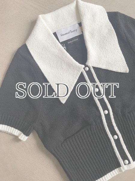 画像10: ［HOUSE OF SUNNY］Contrast Peggy Top ショートスリーブニットカーディガン - Black/White (10)