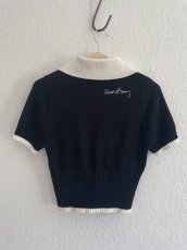 画像9: ［HOUSE OF SUNNY］Contrast Peggy Top ショートスリーブニットカーディガン - Black/White (9)