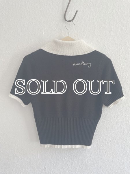 画像9: ［HOUSE OF SUNNY］Contrast Peggy Top ショートスリーブニットカーディガン - Black/White (9)