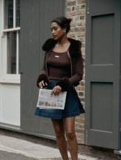 画像6: ［HOUSE OF SUNNY］Chocolate Peggy  脱着ボア付きジップアップニット - Brown (6)