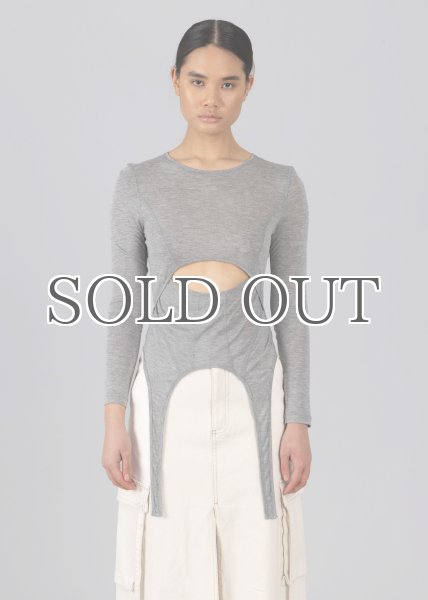 画像2: ［ESTHE］Layered Cut-Out Jersey Top  レイヤードカットアウトトップ - Grey (2)