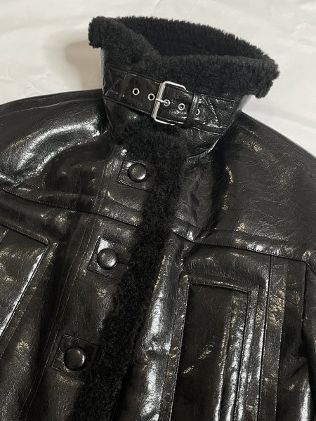 画像19: ［STAND STUDIO］Aby Grossy Faux Shearling Jacket グロッシーシアリングジャケット - Black (19)