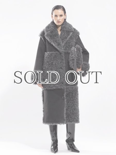 画像2: 【50%OFF】［STAND STUDIO］Becky Coat  フェイシアリングコート - Black/Grey (2)