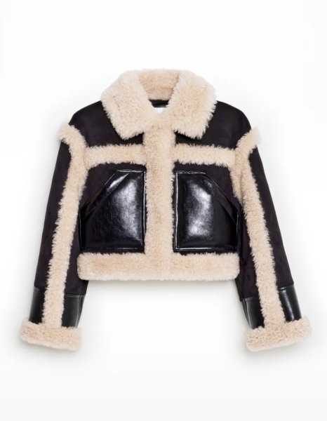 画像2: 【40%OFF】［STAND STUDIO］Edith Jacket  プードルボアトリム クロップジャケット- Black/Natural (2)