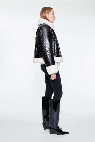 画像4: ［STAND STUDIO］Senna High Boot  グロッシーパテントウェッジブーツ (ヒール6cm) (4)