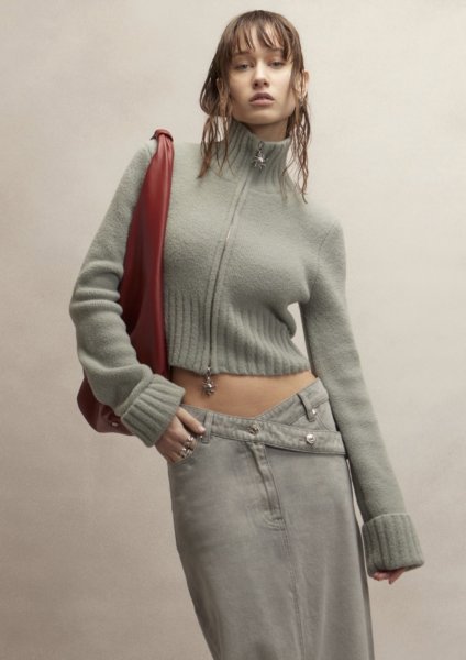 画像16: ［HOUSE OF SUNNY］Chunky Rib Peggy  ジップアップニットカーディガン - School Grey (16)