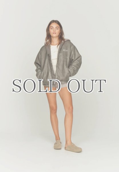 画像4: ［HOUSE OF SUNNY］Vegan Leather Hoodie Jacket  ヴィーガンレザーフーディジャケット - Dark Grey (4)