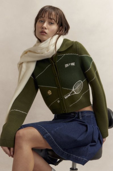 画像2: ［HOUSE OF SUNNY］COUNTRY CLUB TRIPPER  テニス刺繍ジャガードカーディガン (2)