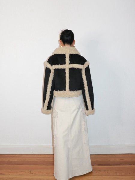 画像11: 【40%OFF】［STAND STUDIO］Edith Jacket  プードルボアトリム クロップジャケット- Black/Natural (11)