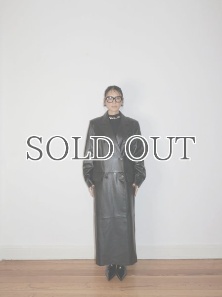 画像7: ［STAND STUDIO］Selene Leather Coat ラムレザーロングコート - Black (7)