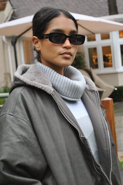 画像22: ［HOUSE OF SUNNY］Vegan Leather Hoodie Jacket  ヴィーガンレザーフーディジャケット - Dark Grey (22)