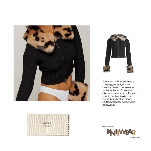 画像7: ［HOUSE OF SUNNY］PEGGY CARDIGAN 脱着ボア付きジップアップニット- Black (7)