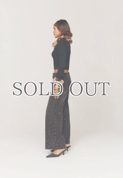 画像4: ［HOUSE OF SUNNY］PEGGY CARDIGAN 脱着ボア付きジップアップニット- Black (4)