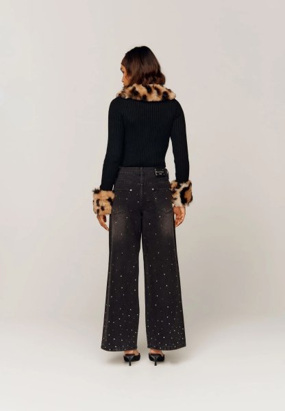 画像5: ［HOUSE OF SUNNY］PEGGY CARDIGAN 脱着ボア付きジップアップニット- Black (5)