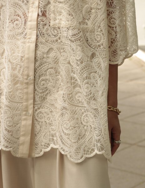 画像6: NORR - Rome Oversize Shirt  オーバーサイズレースシャツ - Ivory (6)