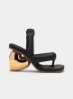 画像1: YUME YUME - Love Heel サンダル - Black Satin /Gold (1)