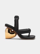 画像1: YUME YUME - Love Heel サンダル - Black Satin /Gold (1)