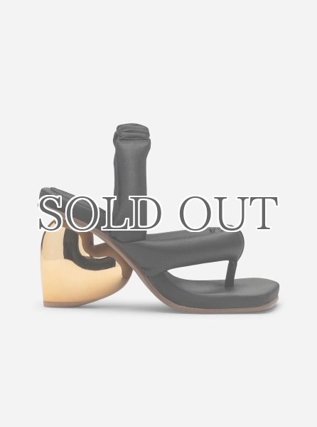 画像1: YUME YUME - Love Heel サンダル - Black Satin /Gold (1)