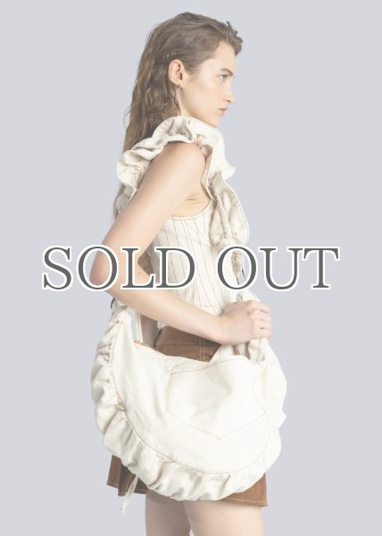 画像1: ESTHE - Ruffle Denim Crossbody Bag  クロスボディデニムバッグ - Off White (1)