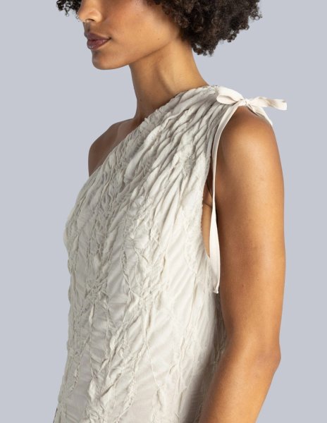 画像6: 【40%OFF】［ESTHE］ONE SHOULDER JACQUARD MAXI DRESS  ジャガードワンショルダーマキシドレス - OFF WHITE (6)