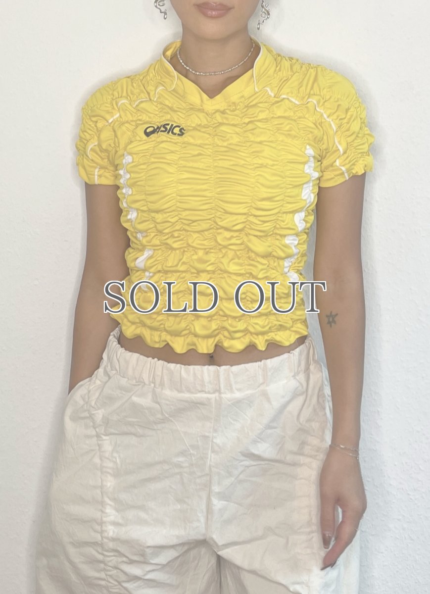 画像1: CELESTE BURGOYNE - THE RUCHED SPORTS TEE バブルスポーツTシャツ - YELLOW (1)