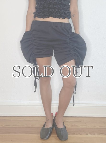 画像1: CELESTE BURGOYNE - DRAWSTRING BLOOMERS ドローストショーツ - BLACK (1)