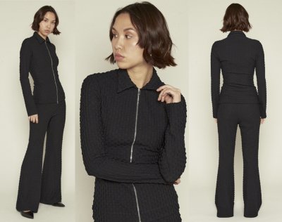 画像1: 【ANOTHER GIRL】Textured 2-Way Zip Top / テクスチャー ジップアップトップ