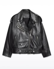 画像1: STAND STUDIO - Isobelle Biker Leather Jacket バイカーレザージャケット - Black (1)