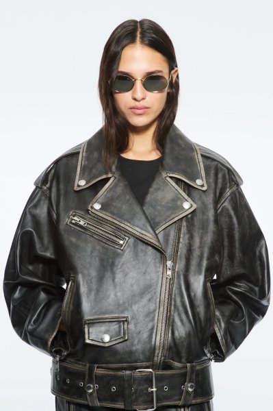 画像3: 【Pre-Order】［STAND STUDIO］Isobelle Biker Leather Jacket バイカーレザージャケット - Worn Black (3)