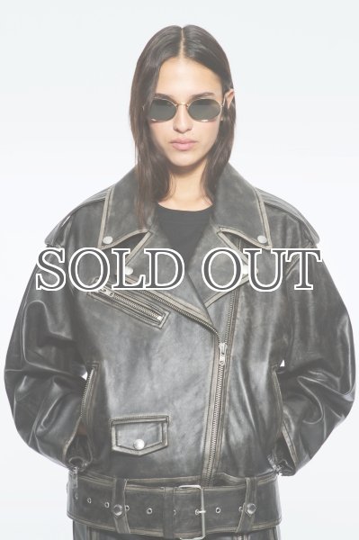 画像2: ［STAND STUDIO］Isobelle Biker Leather Jacket バイカーレザージャケット - Worn Black (2)