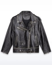 画像1: STAND STUDIO - Isobelle Biker Leather Jacket バイカーレザージャケット - Worn Black (1)