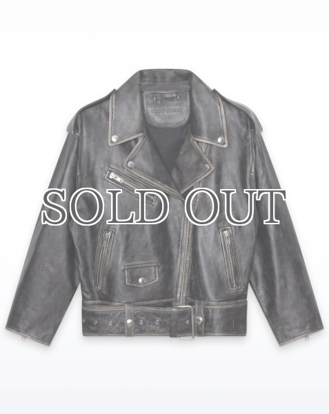 画像1: ［STAND STUDIO］Isobelle Biker Leather Jacket バイカーレザージャケット - Worn Black (1)